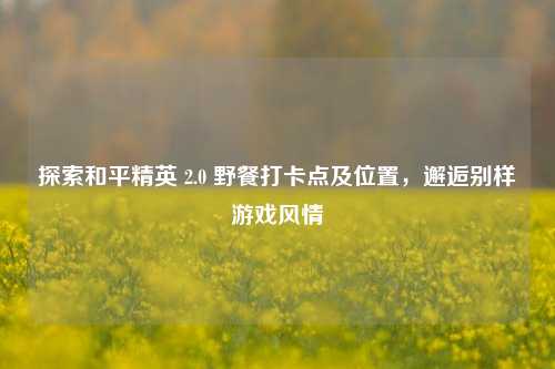 探索和平精英 2.0 野餐打卡点及位置，邂逅别样游戏风情